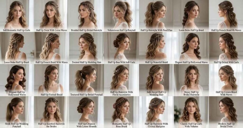 25 Best Half Up Wedding Hairstyles for Thin Medium-Length Hair