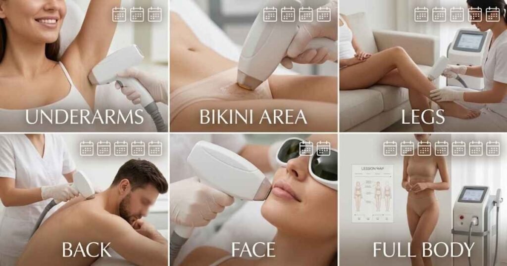 Laser Hair Removal Sessions by Body Area