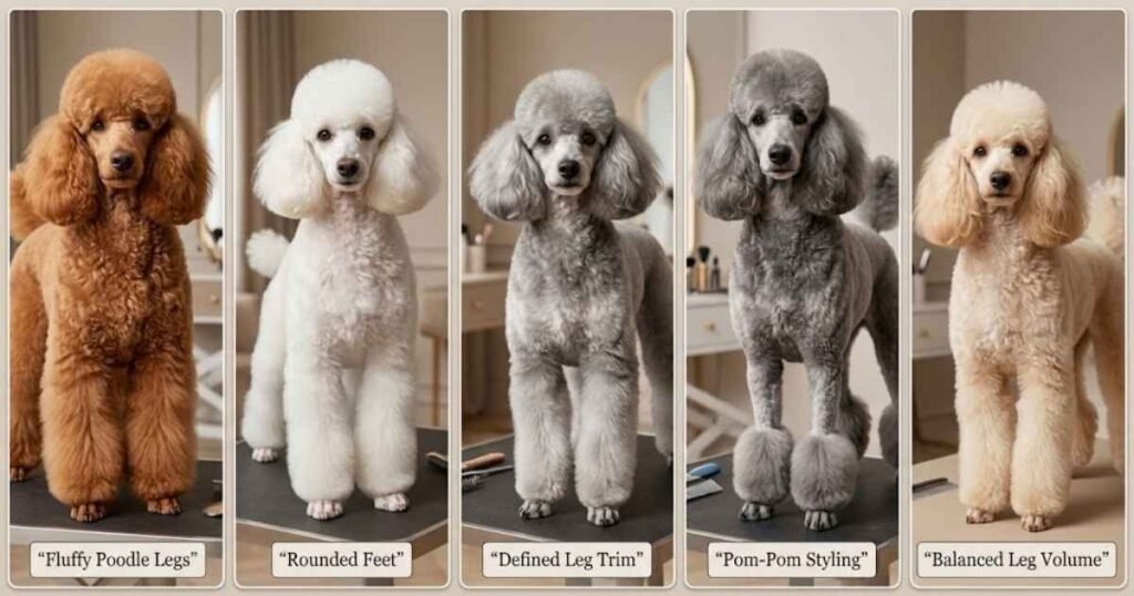 Poodle Hair Cuts With Fluffy Legs and Defined Feet