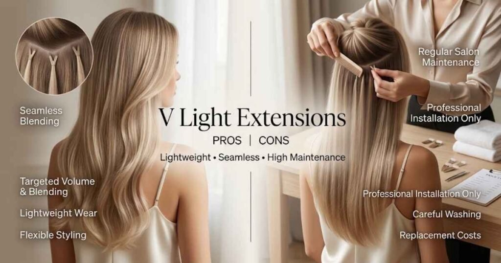 Pros and Cons of V Light Hair Extensions