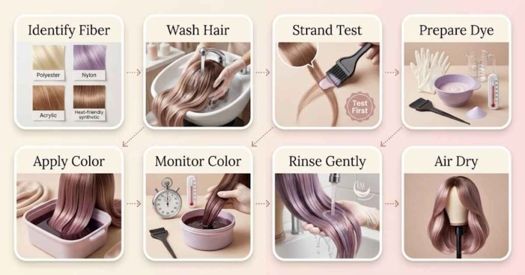 Step-by-Step Method for Dyeing Synthetic Hair