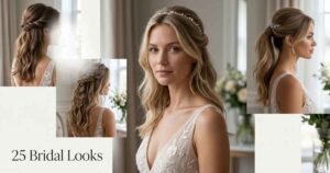 Thin Hair Medium Length Half Up Wedding Hairstyles 