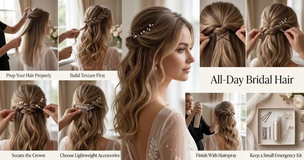 Tips for Making Your Half Up Wedding Hairstyle Last All Day