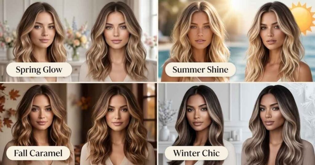 Brown Hair Blonde Balayage for Different Seasons